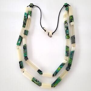 SYLCA Two-Strand Resin Wearable Art Adjustable Necklace